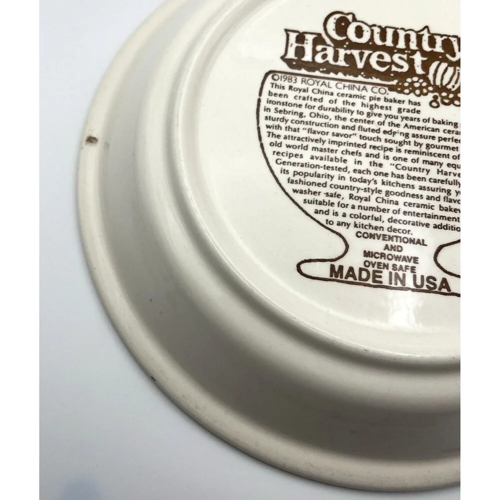 Vintage 1983 Royal China Country Harvest Apple Pie Recipe Baking Pie Plate USA